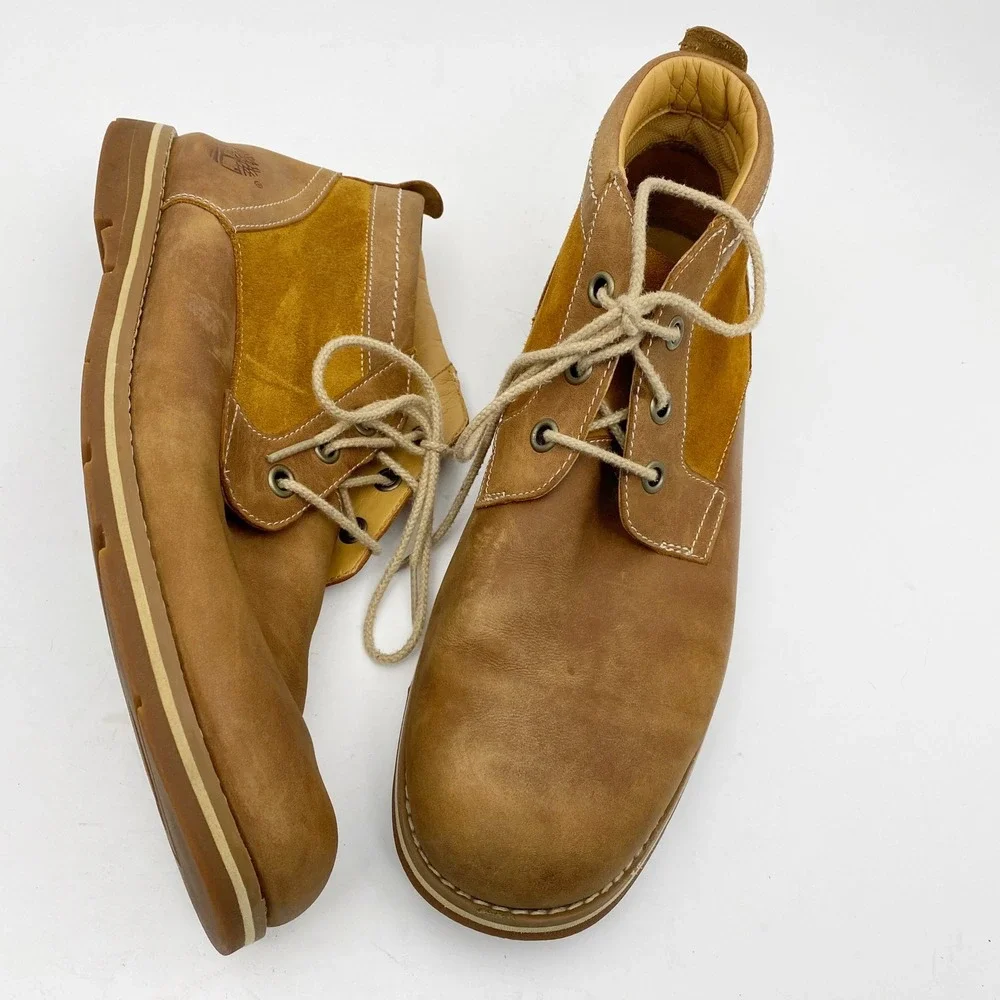 Timberland Bartram Wheat Leather Suede OrthoLite Plain Toe Chukka Boots Mens 12